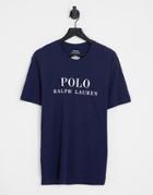 Polo Ralph Lauren Lounge T-shirt With Chest Text Logo In Navy