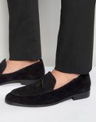 Dune Tassle Loafers In Black Suede - Black