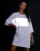 Asos Design T-shirt Dress With Reflective Panel - White