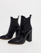 Simmi London Joyce Heeled Ankle Boots In Black Croc