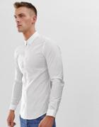 French Connection Plain Poplin Skinny Fit Stretch Shirt-white