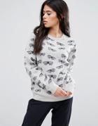 Ymc Moth Print Lambswool Sweater - Gray