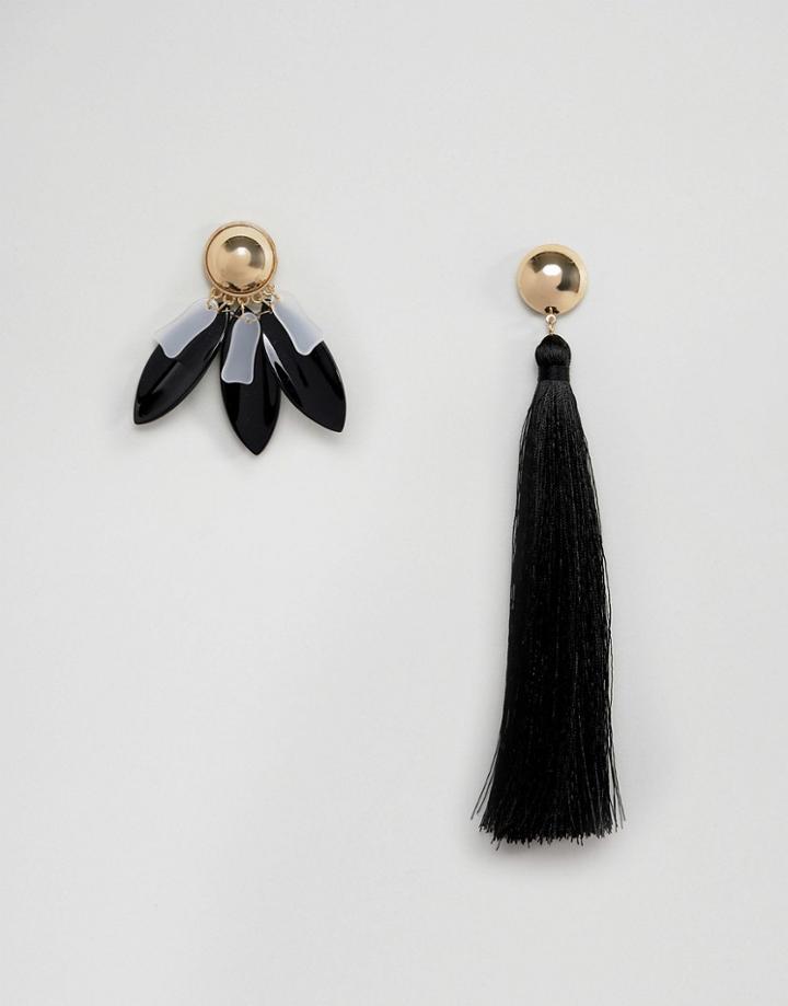 Asos Xl Tassel Mismatch Earrings - Gold