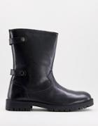 Silver Street High Calf Boots In Black Leather