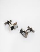 Ted Baker Cufflinks With Carbon Fibre - Silver