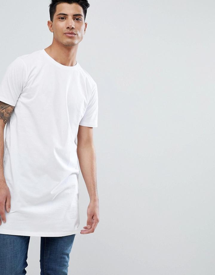 Asos Design Super Longline T-shirt In White - White