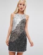 Maya Shift Dress In Tonal Sequins - Gray