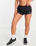 Nike Running Dri-fit 10k Shorts In Black And Dusty Pink