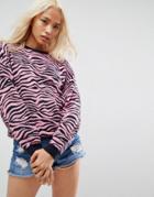 Asos Sweater With Crew Neck In Zebra Pattern - Multi