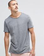 Weekday Dark Raw Edge T-shirt In Dark Gray Melange - Gray