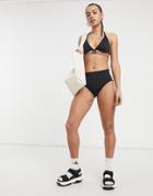 Ck Swim Highwaisted Logo Bikini Bottom In Black