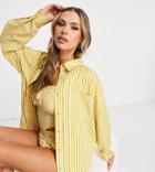 Missguided Shirt In Yellow Gingham - Part Of A Set