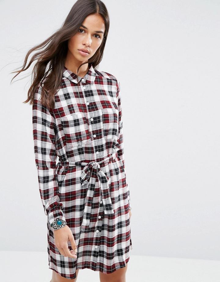Brave Soul Check Shirt Dress - Black