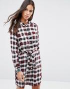 Brave Soul Check Shirt Dress - Black