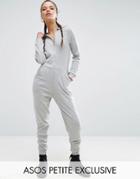 Asos Petite Zip Through Hoody Jumpsuit - Gray