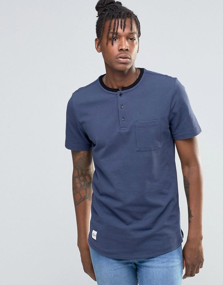 Native Youth Grandad Neck Top - Blue
