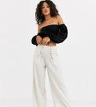Outrageous Fortune Tall Drawstring Side Wide Pants In Sand - Cream