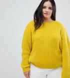 Asos Design Curve Chunky Sweater With V Back - Yellow