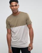 New Look Blocked T-shirt In Khaki - Green