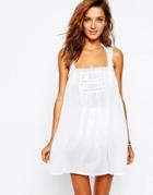 Asos Lace Insert Cami Beach Dress - White