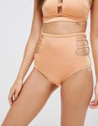 Asos Fuller Bust Exclusive Cut Out High Waist Bikini Bottom - Gold