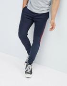 Pull & Bear Joggers With Side Stripe In Navy - Navy