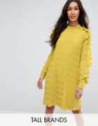 Y.a.s Tall Ruffle Textured Shift Dress - Yellow