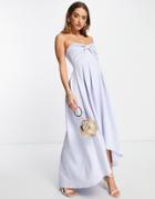 True Violet Bow Front High Low Midi Dress In Powder Blue