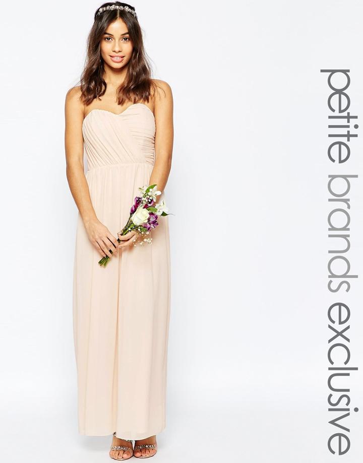 Tfnc Petite Wedding Bandeau Chiffon Maxi Dress - Nude