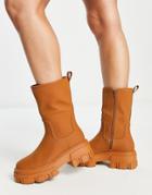 Asos Design Acton Chunky Pull On Boots In Camel-neutral