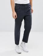 Asos Tapered Smart Pants With Pleats In Charcoal Cross Hatch Nep - Gray