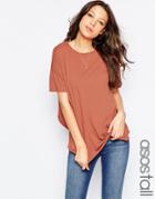 Asos Tall Frill Back Oversize Tee - Rust