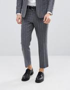 Asos Slim Crop Smart Pants In Gray Wool Mix Pinstripe - Gray