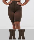 Asos Design Curve Anti-chafing Shorts 2 Pack In Umber-brown