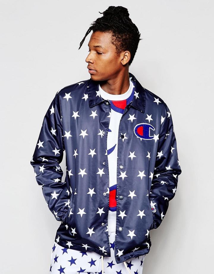 Champion Coach Jacket With Star Print - Navy