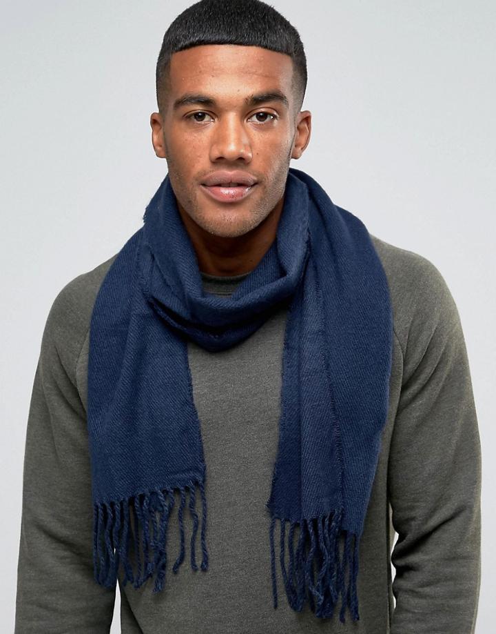 Asos Woven Scarf In Navy - Navy