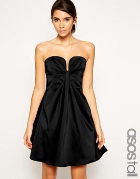 Asos Tall Twist Plunge Bandeau Mini Dress - Black