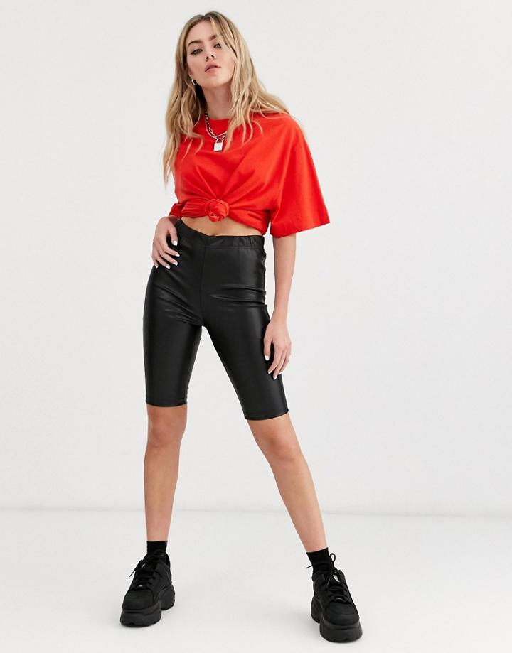 Noisy May Pu Legging Shorts - Black