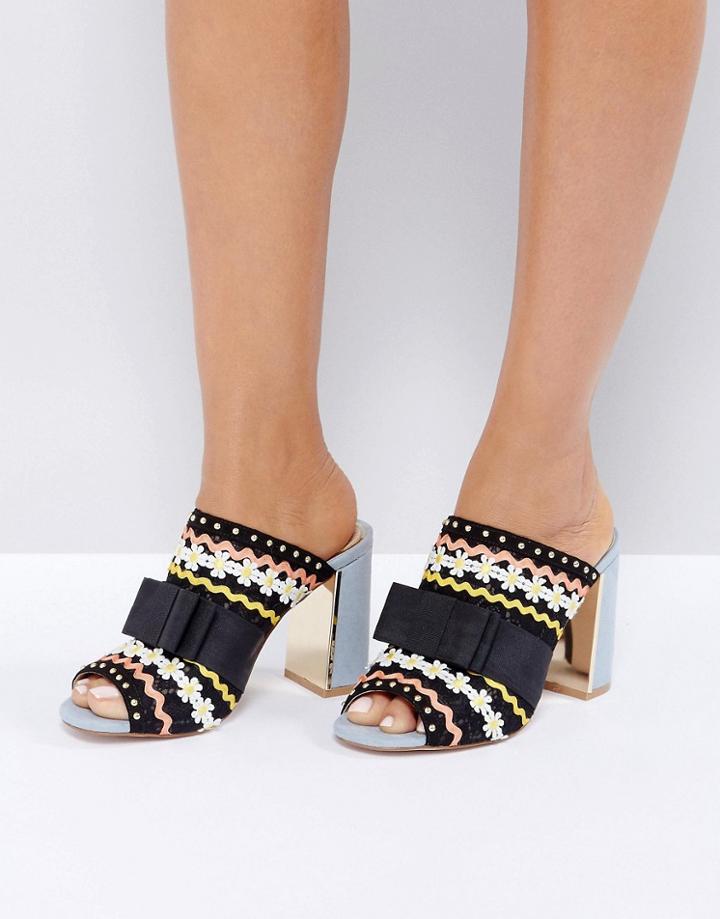 Miss Kg Flora Heeled Mule Sandals - Black