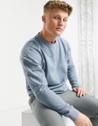 New Look Washed Sweat With Embroidered Nlm Print In Blue-blues