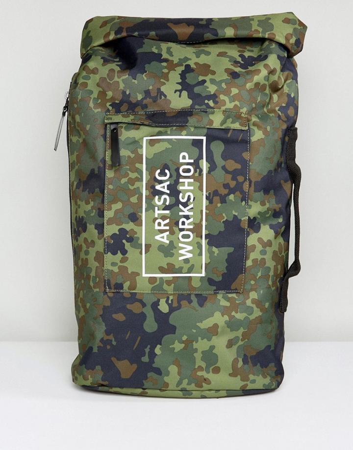 Artsac Workshop Roll Top Backpack - Green