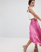 Na-kd Shiny Asymmetric Skirt - Pink