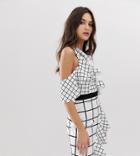 Asos Design Grid Printed Ruffle Mini Dress - Multi