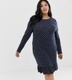 Glamorous Curve Long Sleeve Dress In Mini Spot