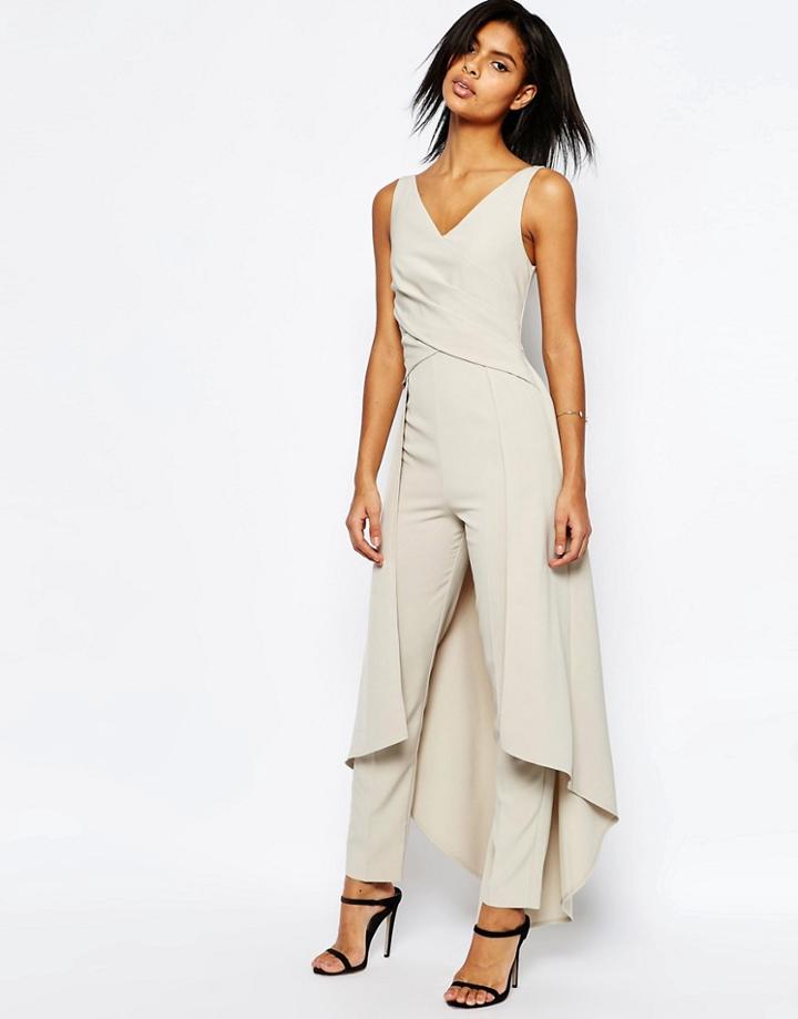 Asos Premium Maxi Jumpsuit With Wrap Front - Mint
