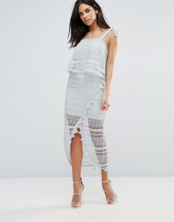 Liquorish Layered Lace Cami Dress - Blue