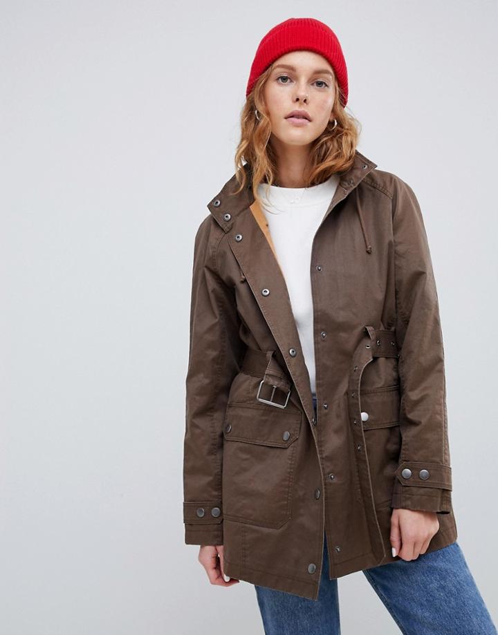 Asos Design Wax Look Utility Jacket - Brown