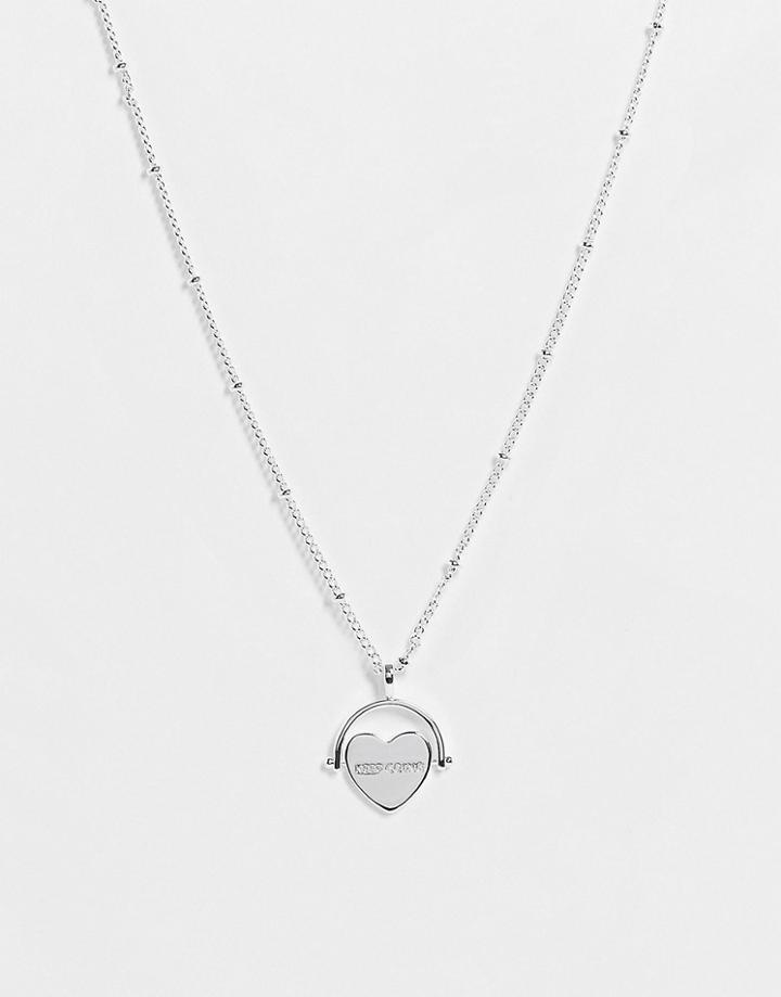 Image Gang Curve Affirmation Spinner Necklace In Silver Plate