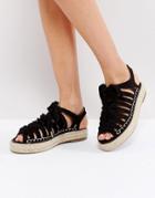 Raid Aspen Black Knotted Strap Espadrilles - Black