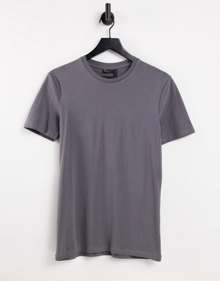 Asos Design Organic Cotton Blend Muscle Fit T-shirt With Crew Neck In Washed Black